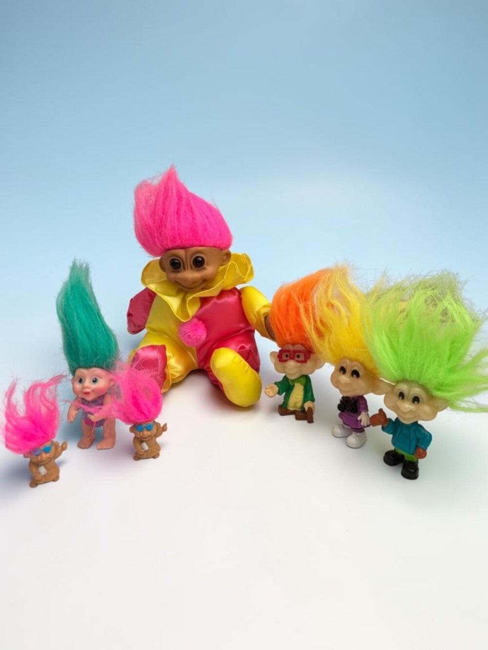 Vintage Troll Doll Collection - 7 Trolls With Neon Hair